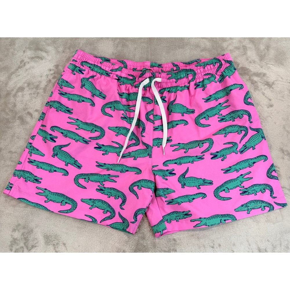 Chubbies‎ Mens The Glade Swim Trunks Pink Alligator Print 5.5" Inseam XXL